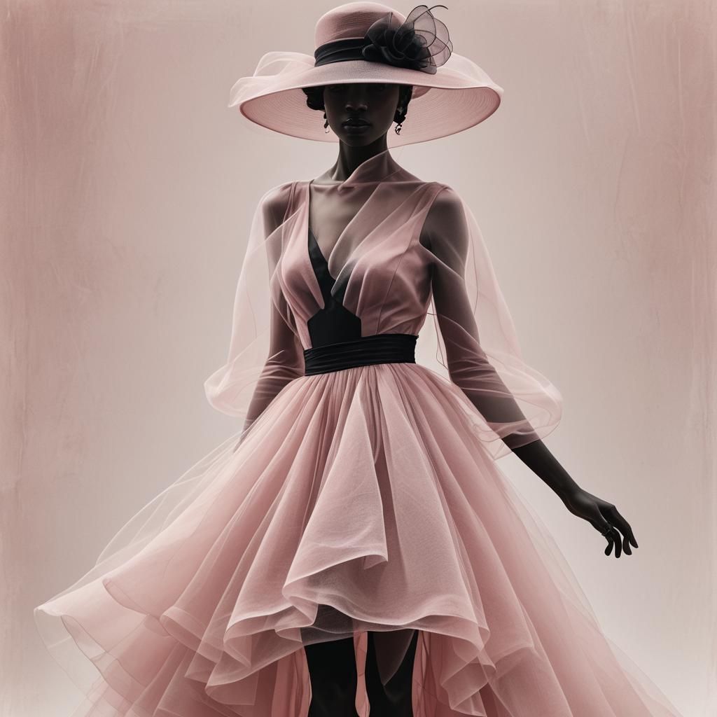 Woman in Pink Tulle Dress Silhouette