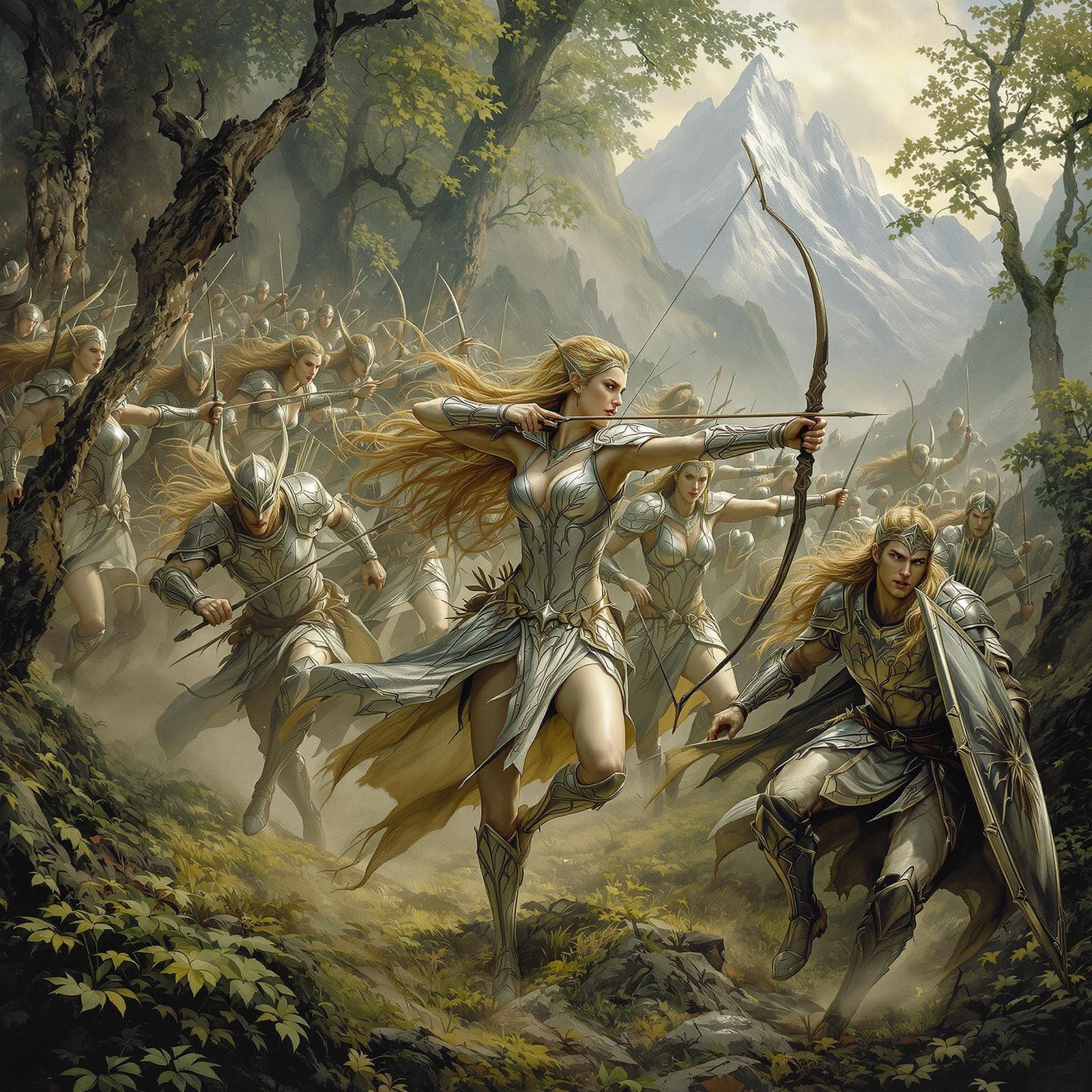 Elven Warriors Engage Mordor in a Fantastical Battle