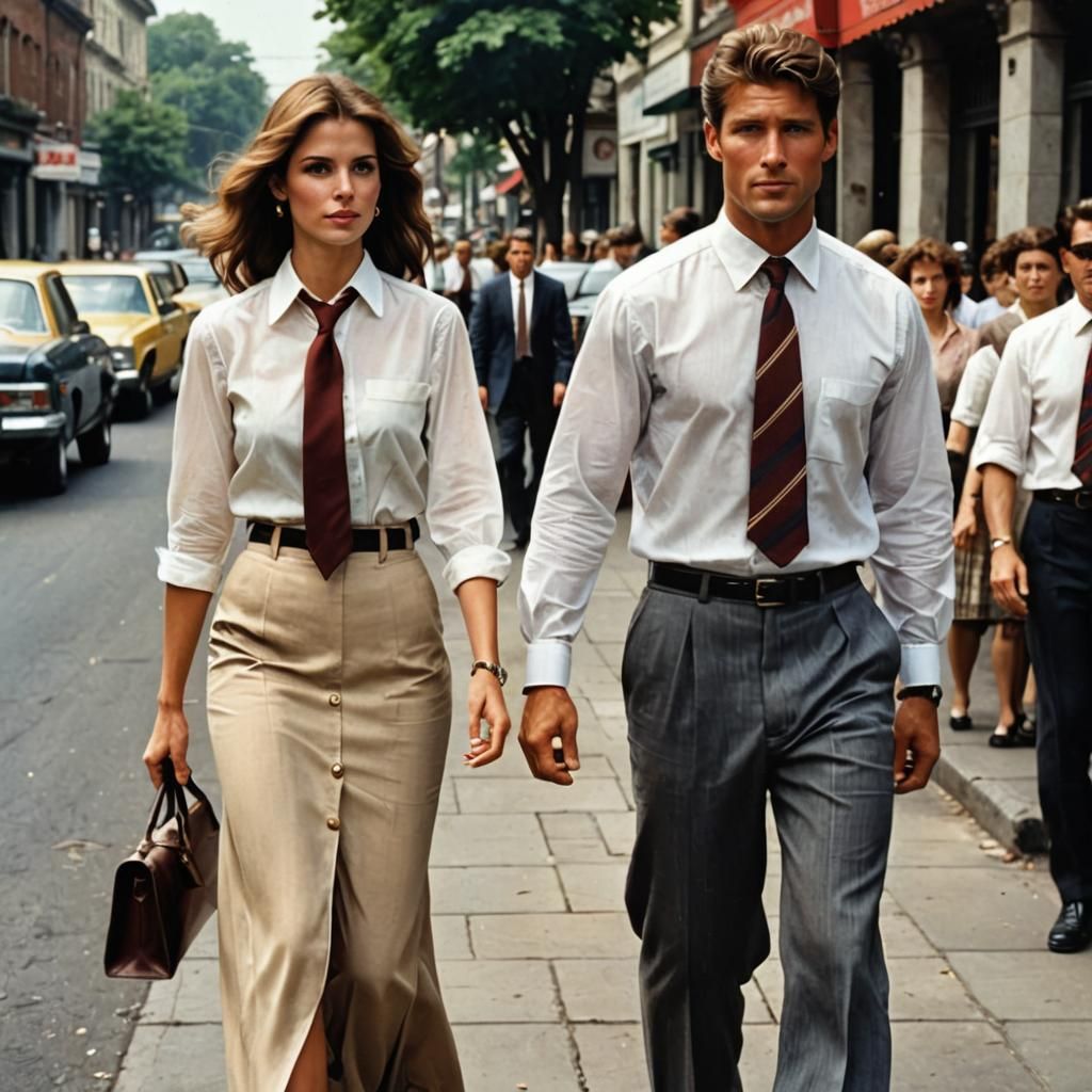 Woman and Man in Colorful Attire