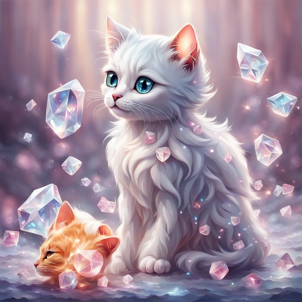 Crystal Cat in Fantasy Style Digital Art