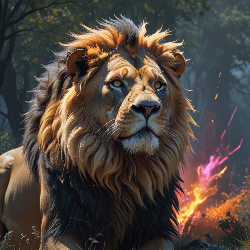 Regal Lion in Hyperrealistic Style