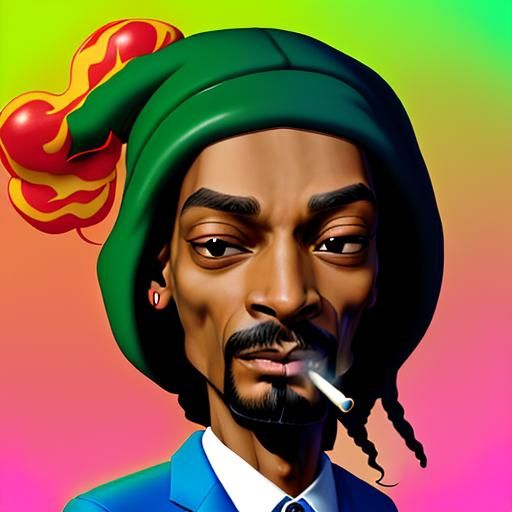 Cartoon of Snoop Dogg smoking a joint