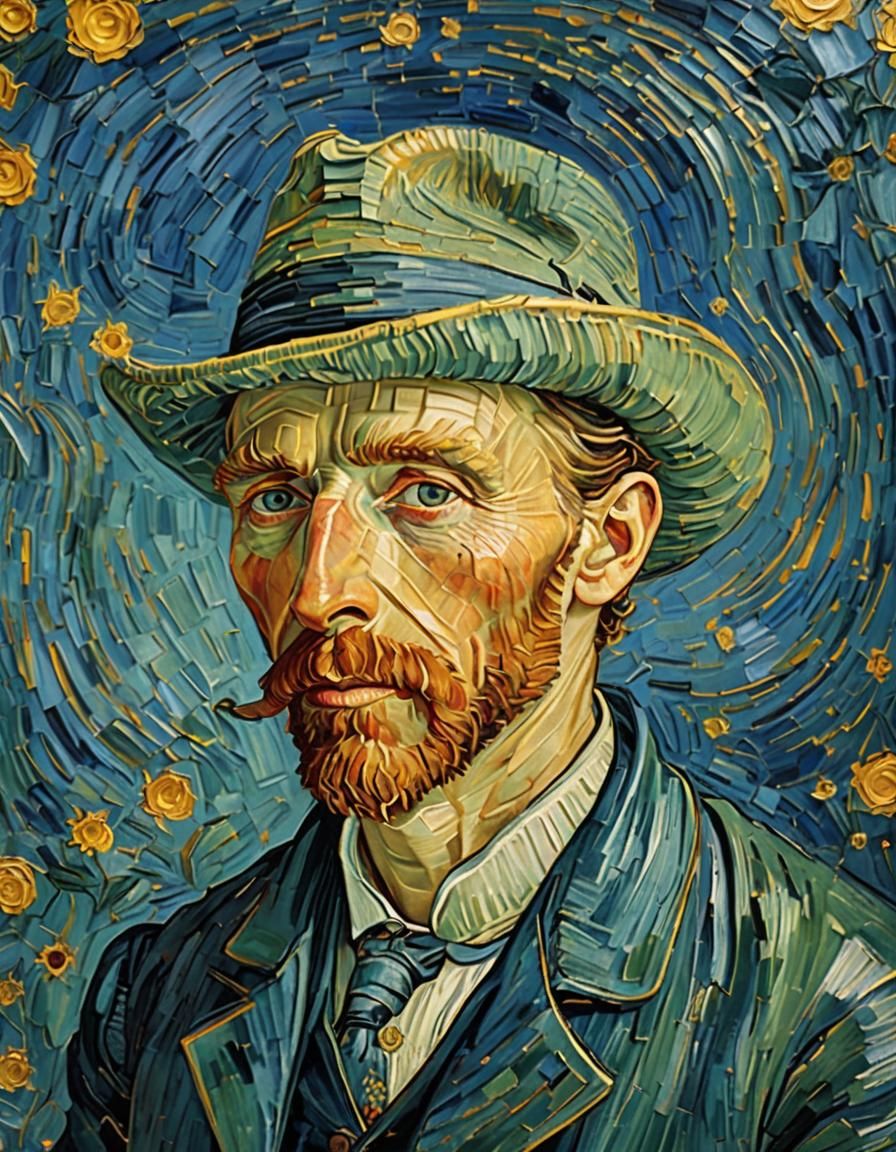 Golden Impressionist Landscape in Van Gogh Style