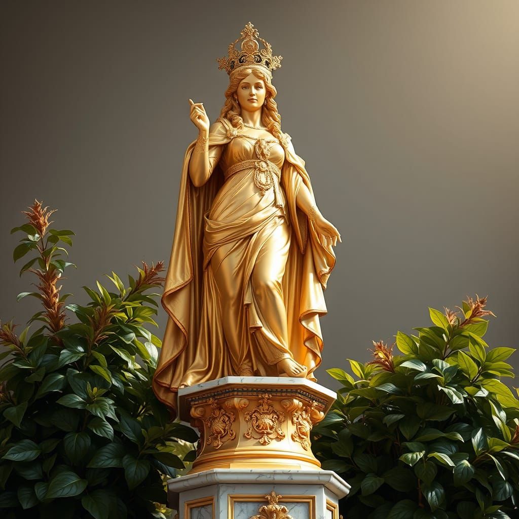 Golden Princess Statue in Elegant Renaissance Style