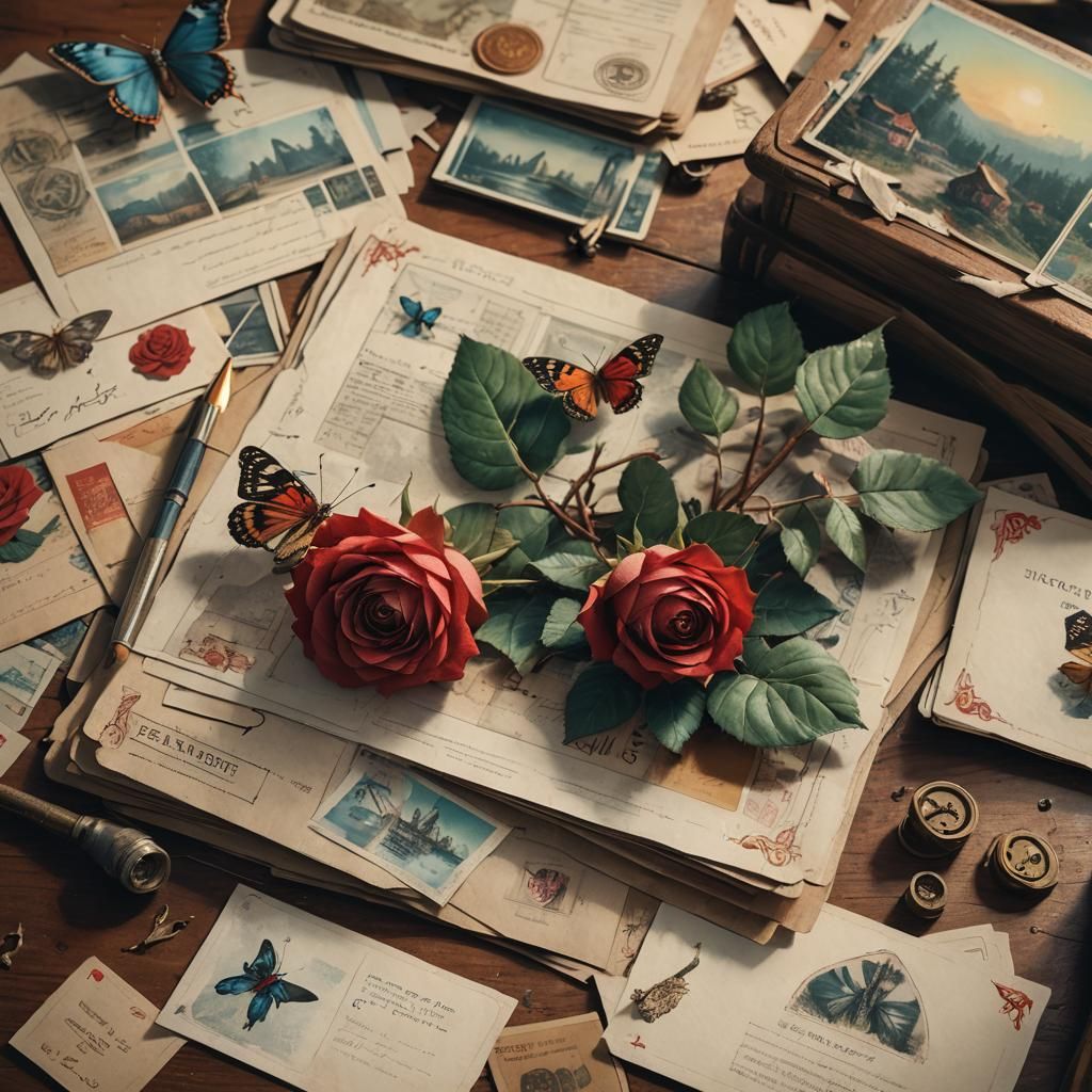 Postcards, Rose, and Butterfly: Fantasy Concept Art