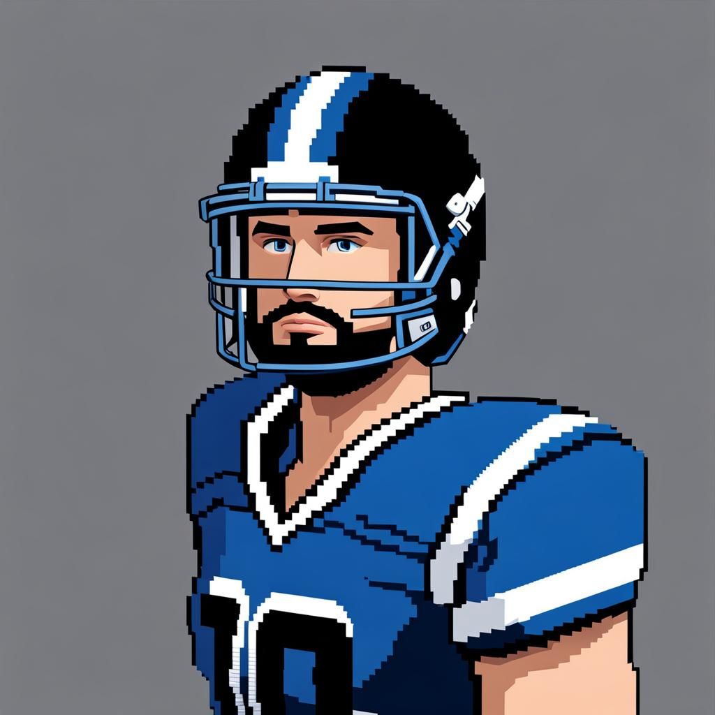 Cartoon Football Player in Pixel Art