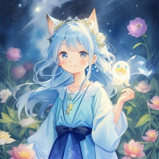 Anime Star with Rosy Cheeks and Accessories