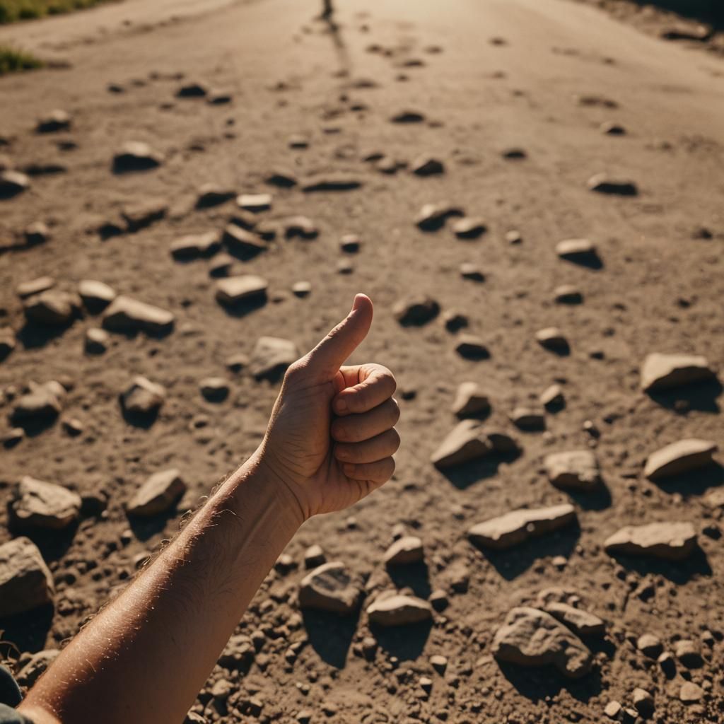 Cinematic Thumbs Up in Golden Hour Sunlight