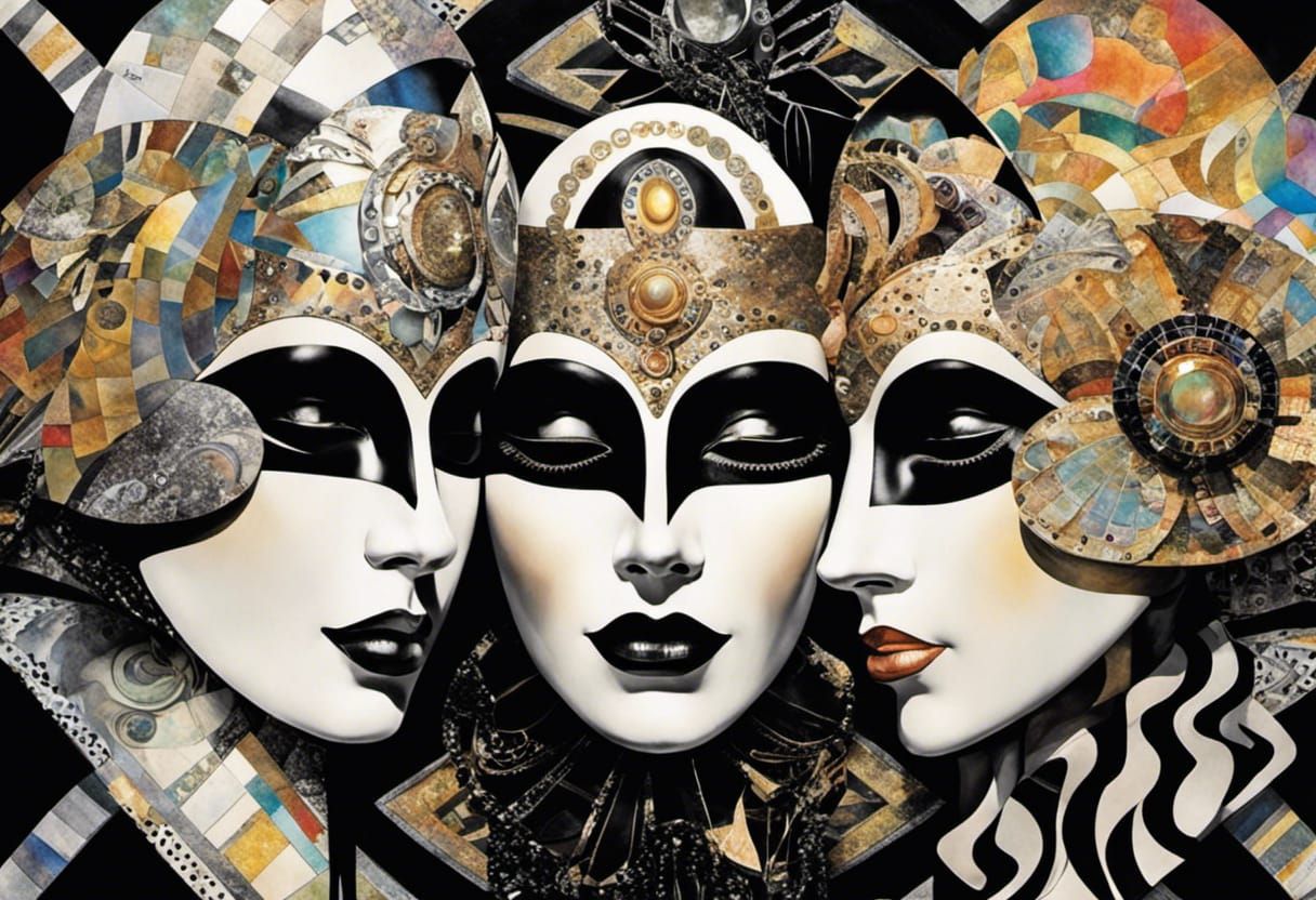 Iridescent Masks in German Expressionist Style