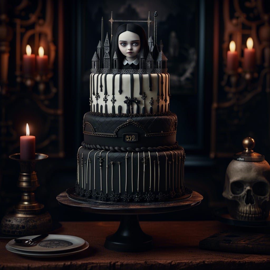 Wednesday Addams Cake: Digital Matte Painting