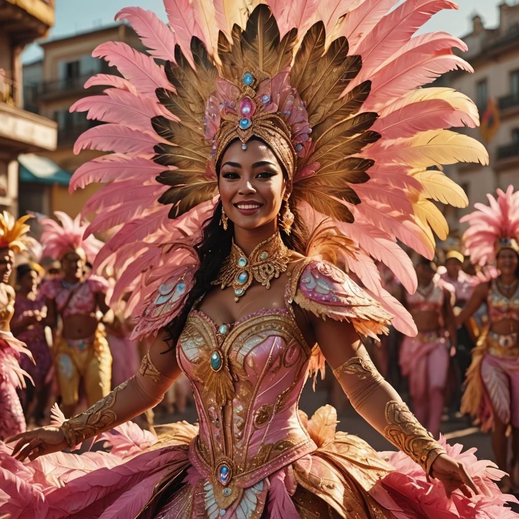 Rio Carnival Performer in Vibrant Oil Painting Style