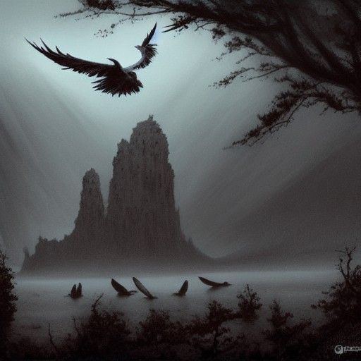 Dark Mansion in Wasteland: Sinister Horror Concept Art