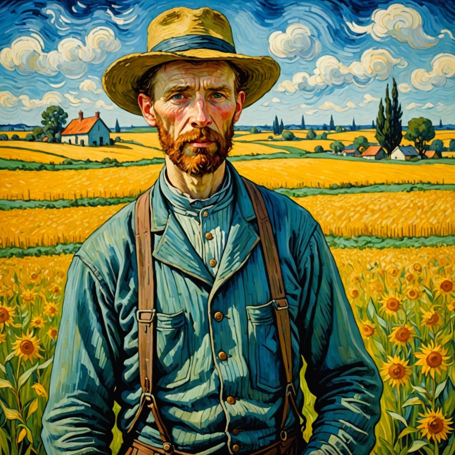 Victorian Farmer in Vibrant Van Gogh Style