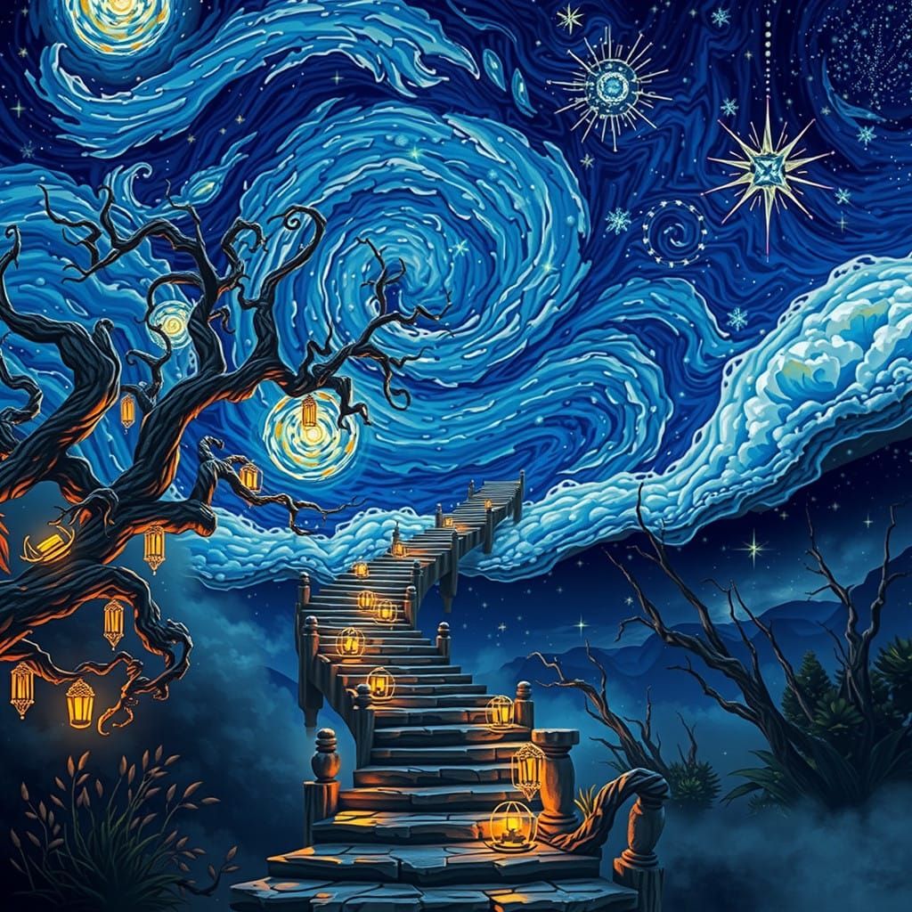 Dreamlike Landscape Steps to Infinity