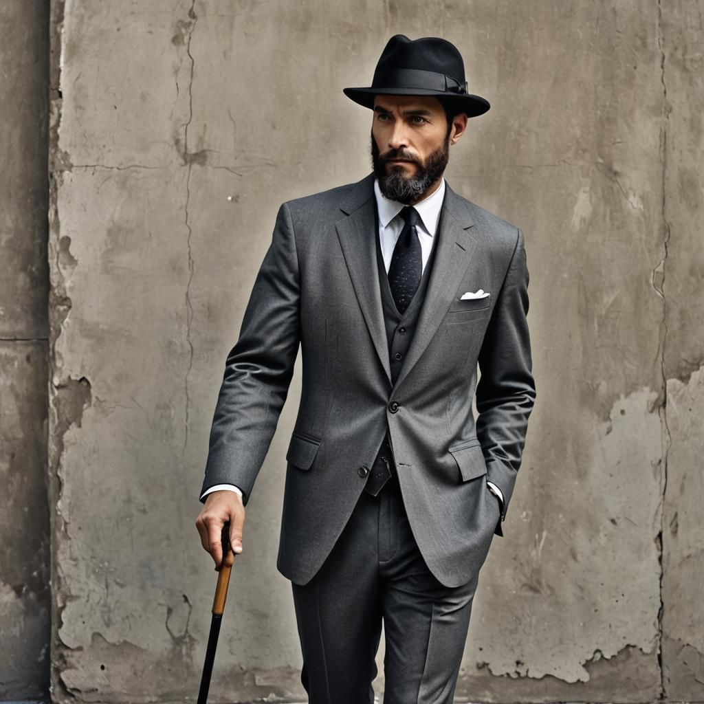 Elegant Man in Black Suit, Hyper-Realistic 8k