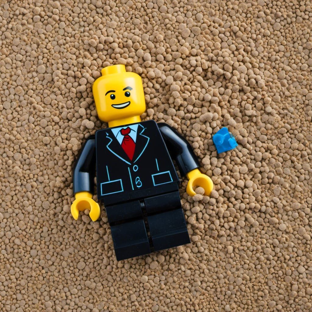 Lego Man in Suit on the Beach