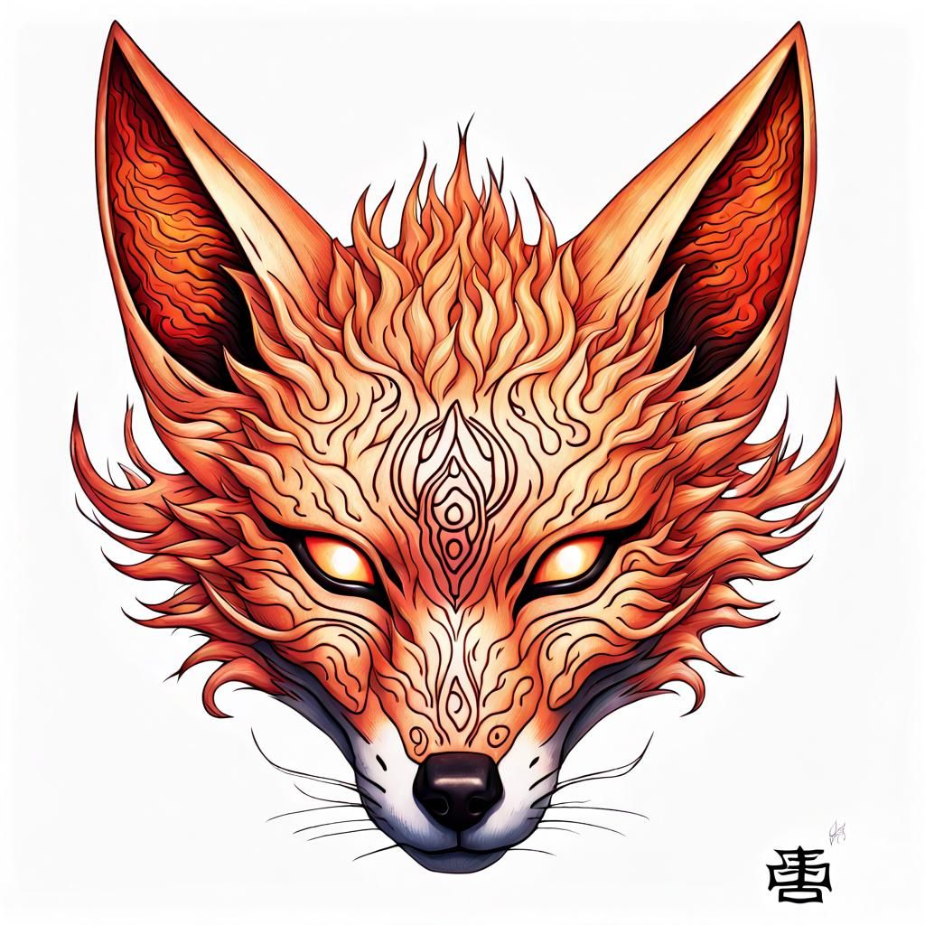 Kurama Naruto's hidden leaf symbol Japanese fox mask with wo...