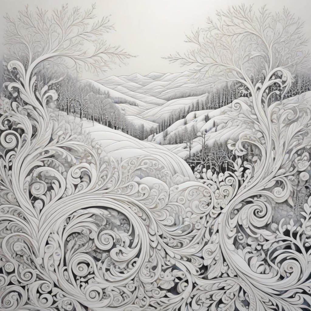 Winter Whirlwind in Abstract Style