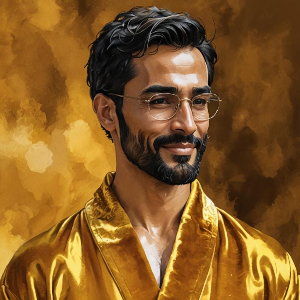 Golden Velvet Portrait of a Handsome Man