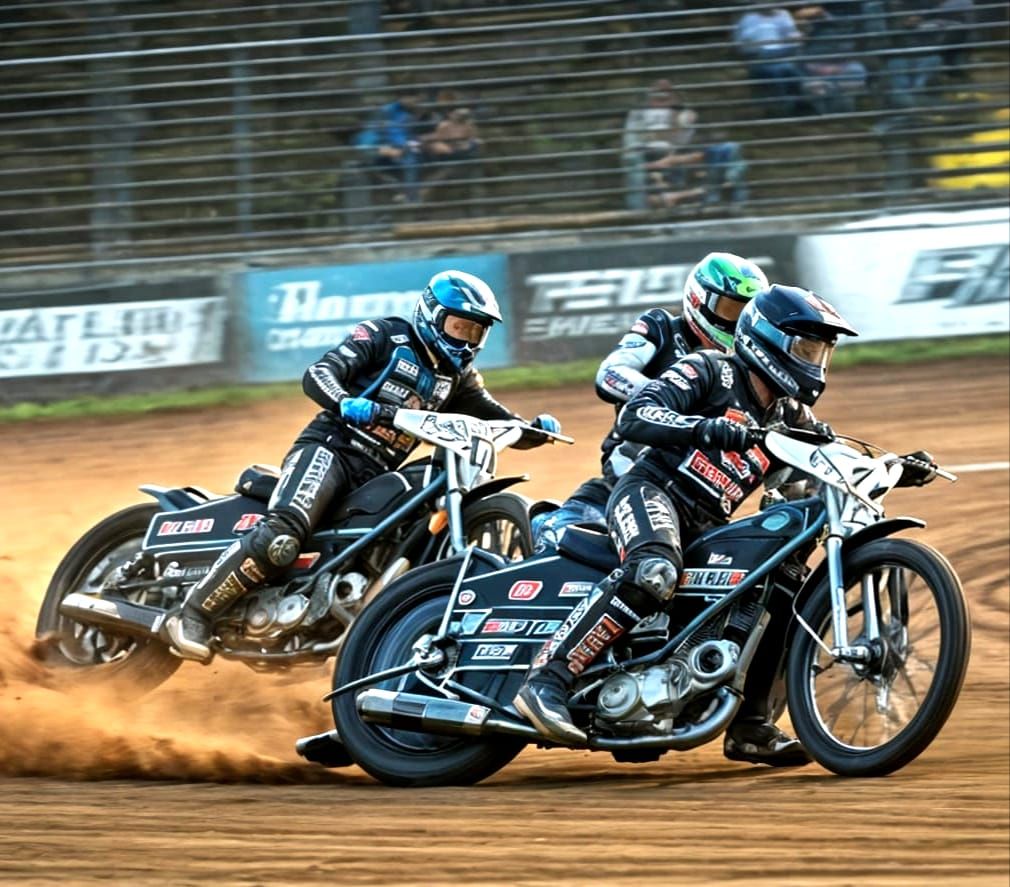 Motorcycle Speedway Race With Four Drivers Competing