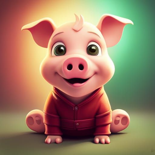 Adorable Piglet in 3D Animated Style