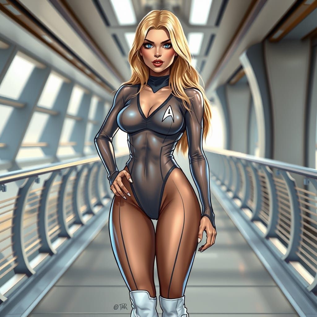 Confident Athlete in Star Trek Inspired Body Suit