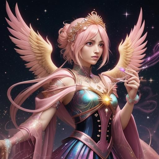 Tarot Reader and Phoenix in Vibrant 3D Anime Style