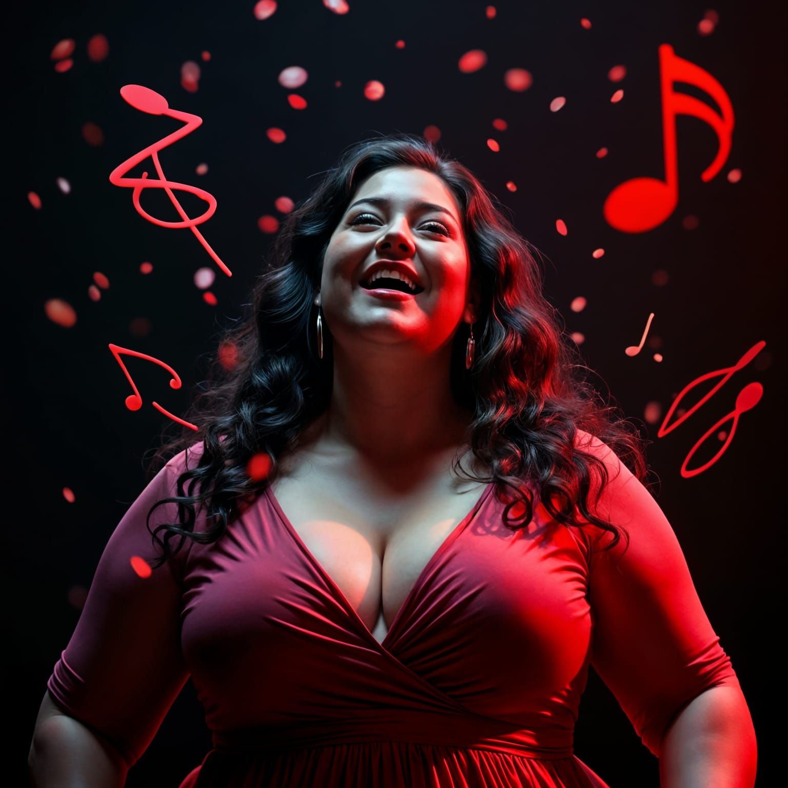 Singer in Cinematic Musical Notes Portrait