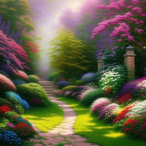 Ethereal Fantasy Garden in Luminescent Style