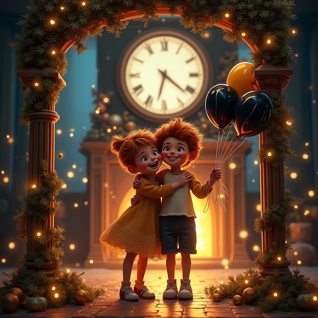 Whimsical New Year's Celebration with Golden Accents and War...