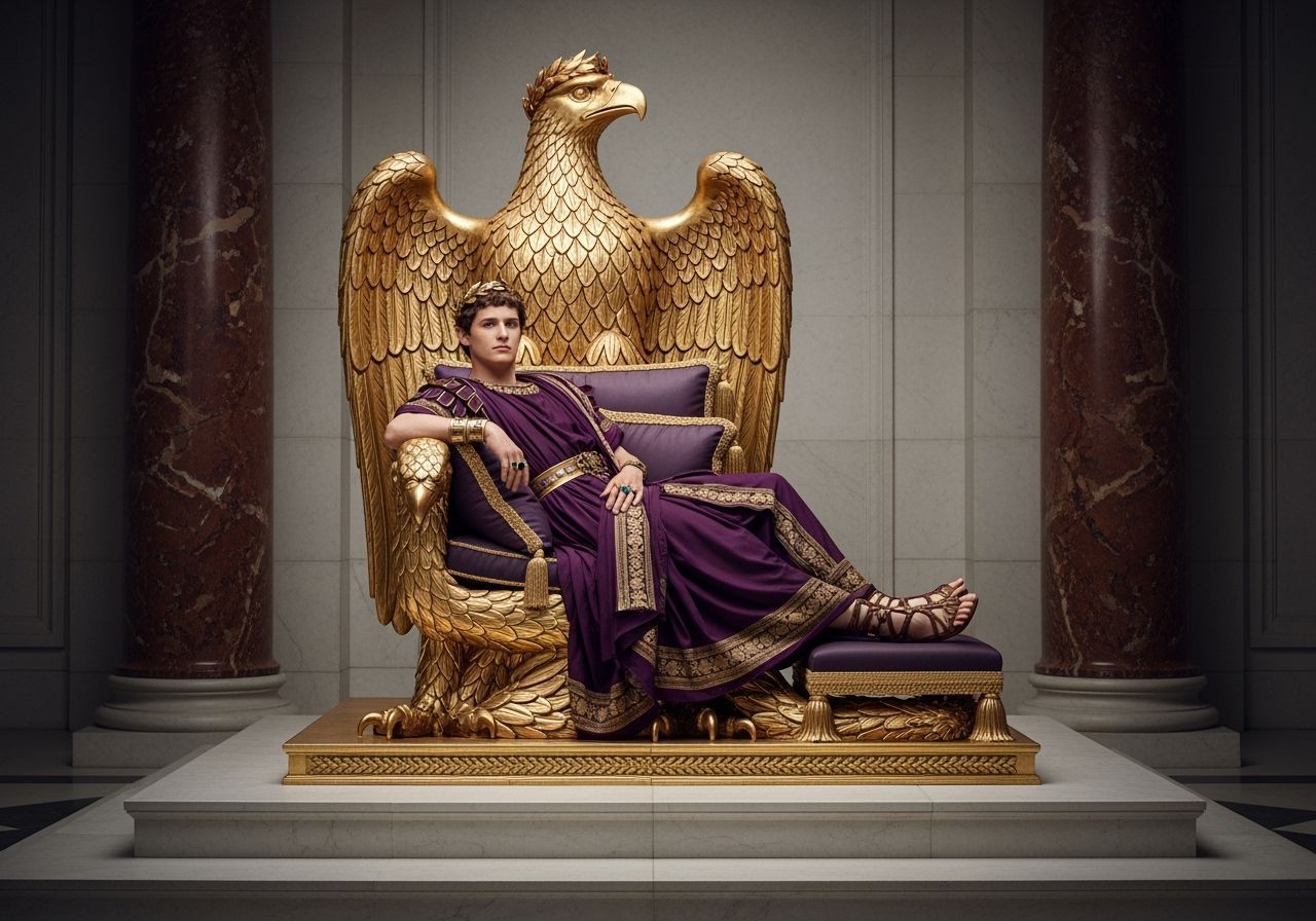 Emperor Nero on Eagle Throne: 8K Professional Photo