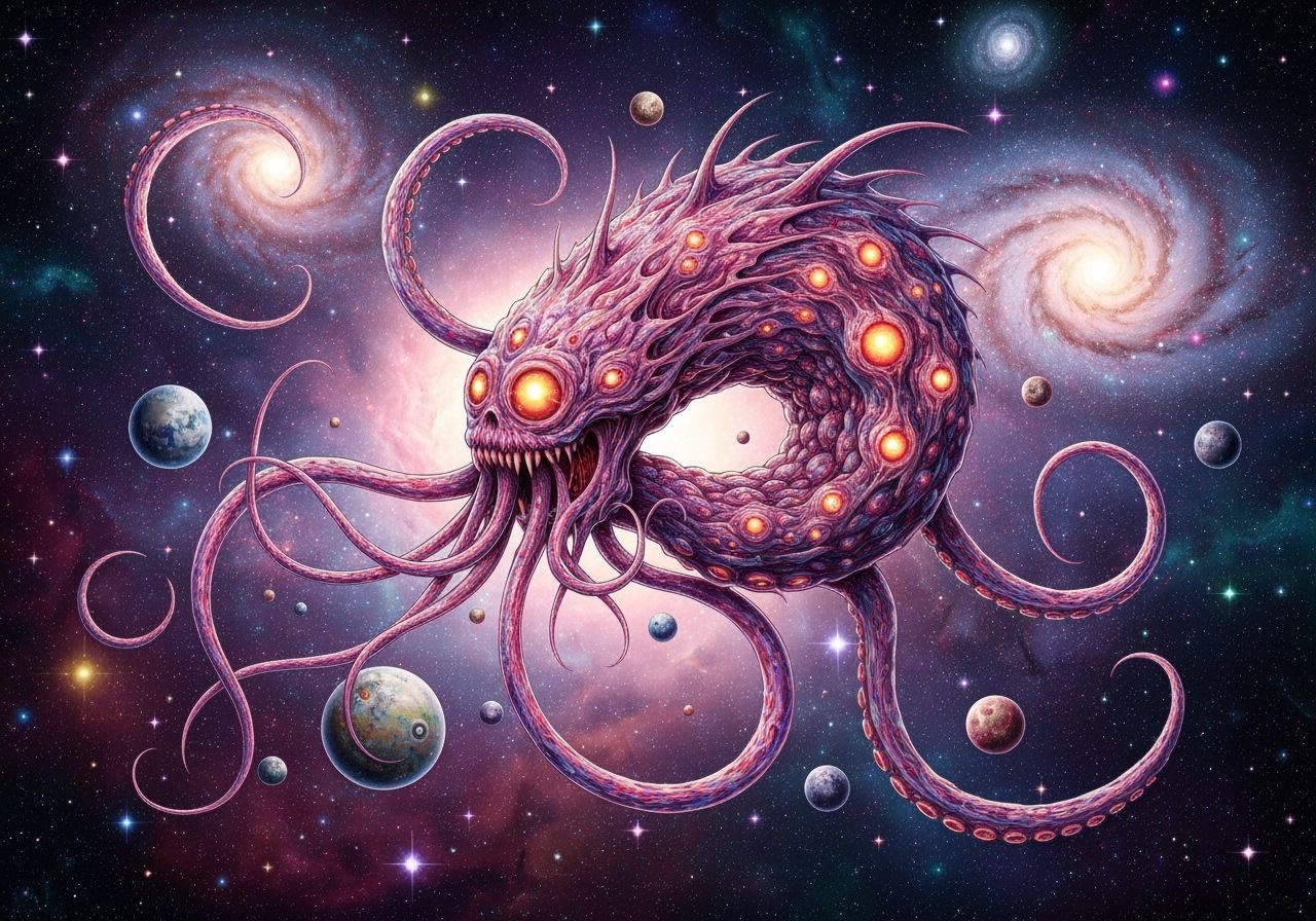 Surreal Cosmic Cannibal Holographic Illustration in 8k