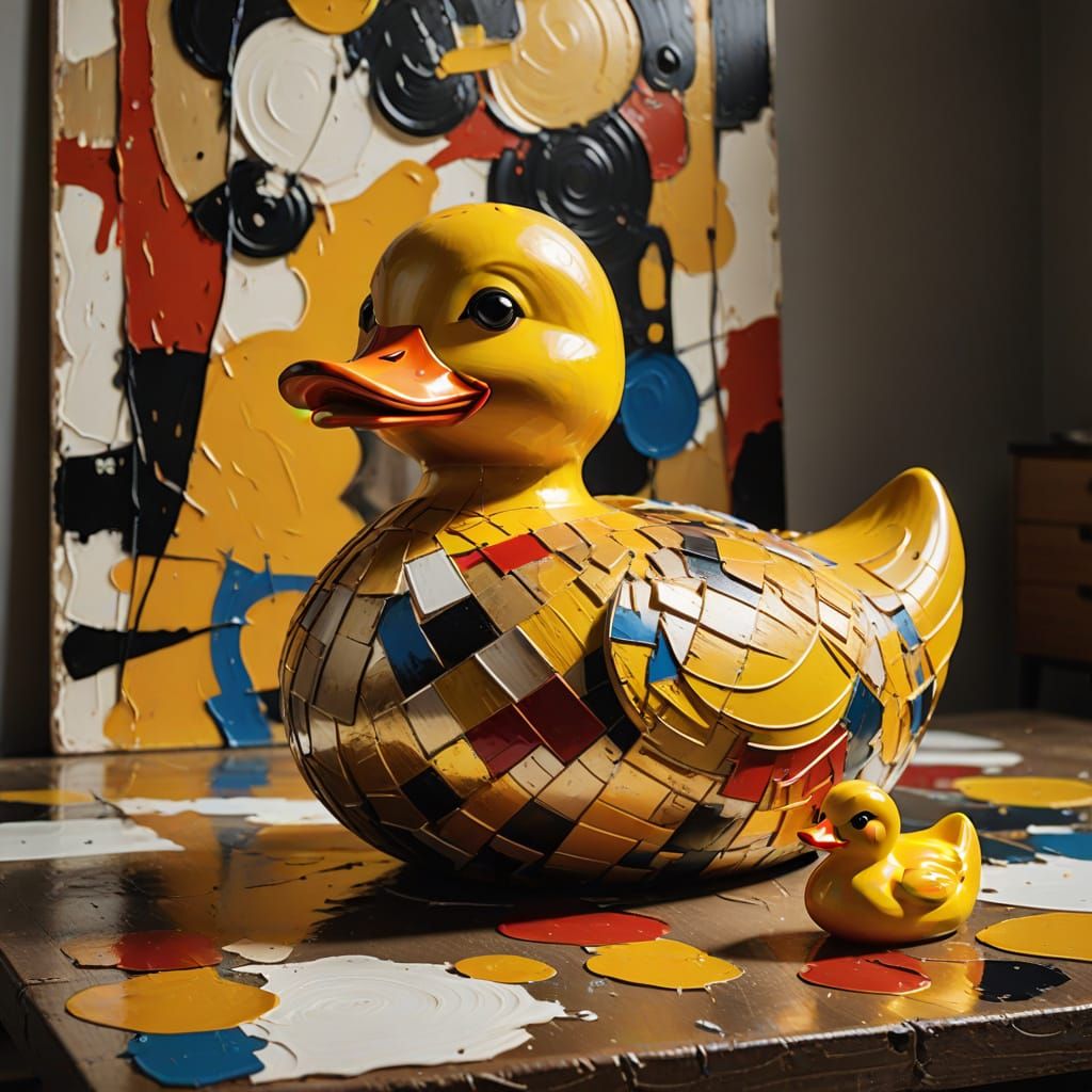 Expressive Rubber Duck Masterpiece in Vibrant, Avant-Garde S...