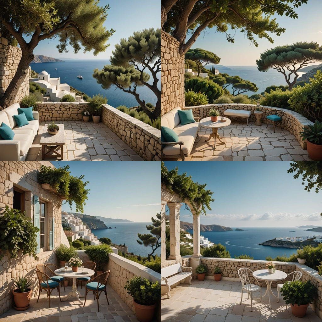 Serene Grecian Oasis by the Azure Sea