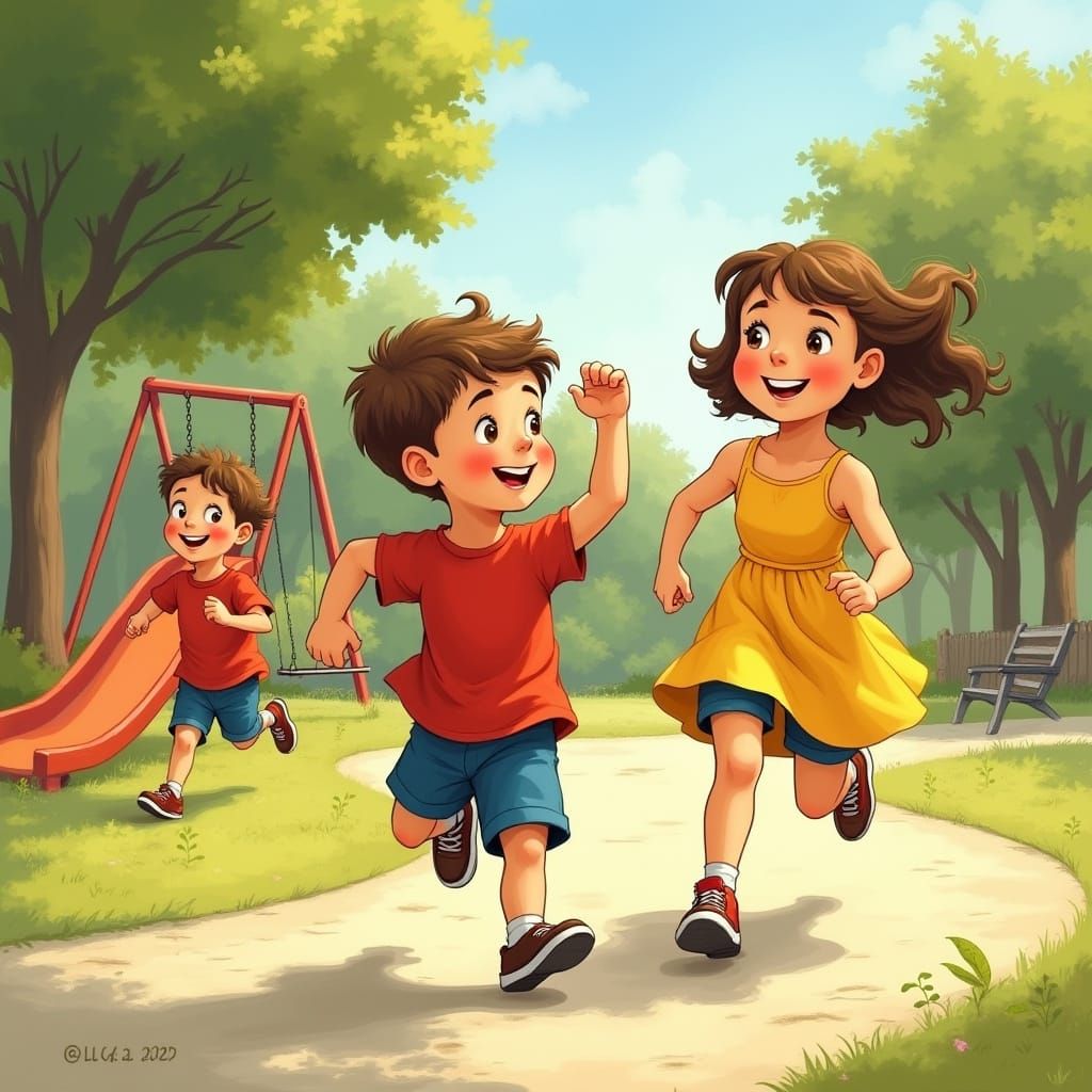 Girl Teacher Calls Boy Potato Man in Whimsical Playground Sc...