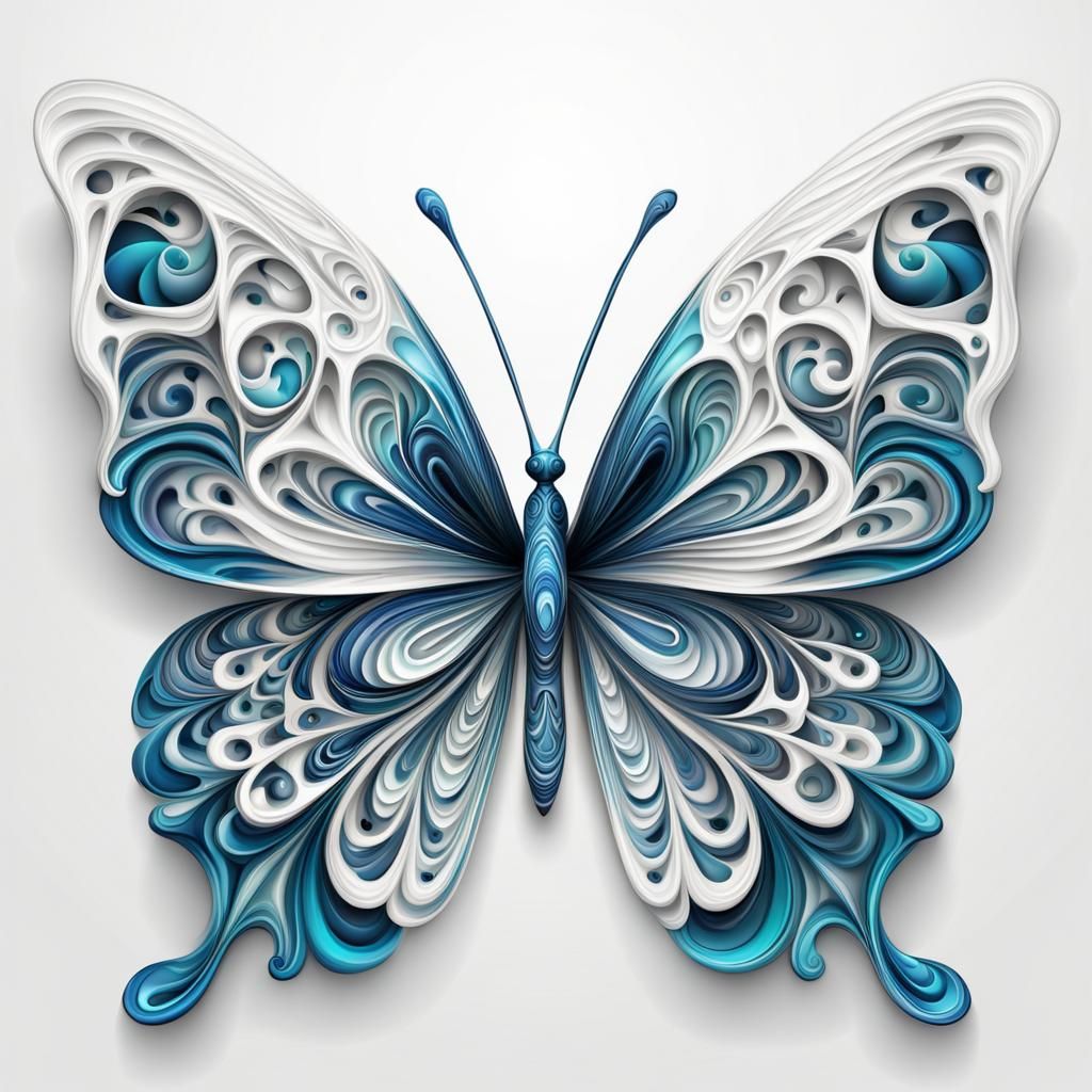 Swirling  porcelain butterfly
