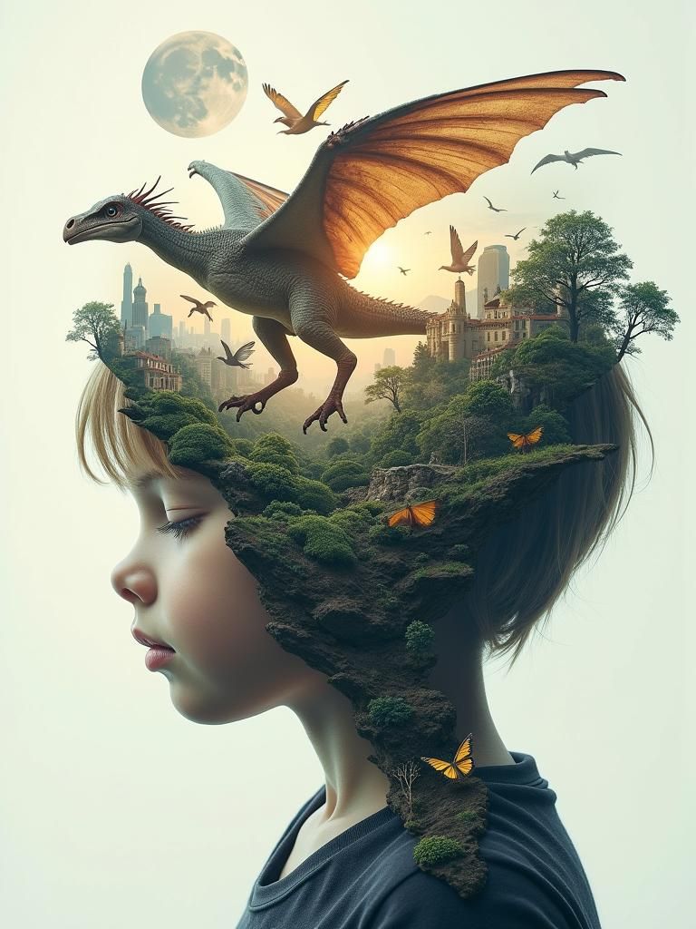 Surreal Mindscape: Child's Head Concept Art