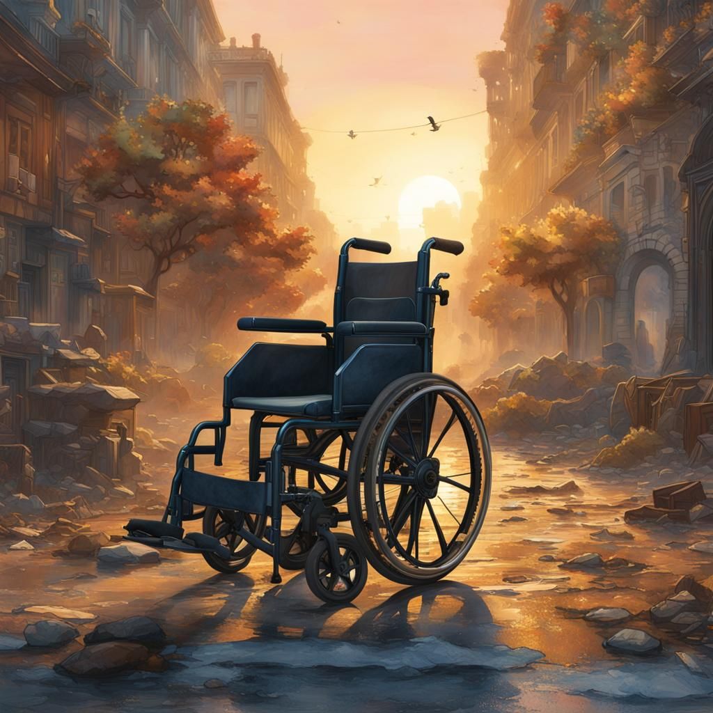 Watercolor Superheroes in Wheelchairs at Dawn