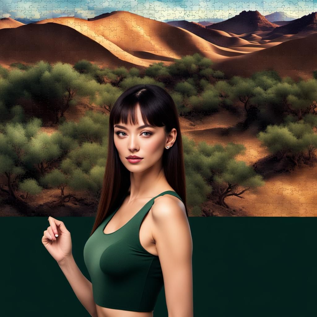 Girl with Green Top and Desert Puzzle