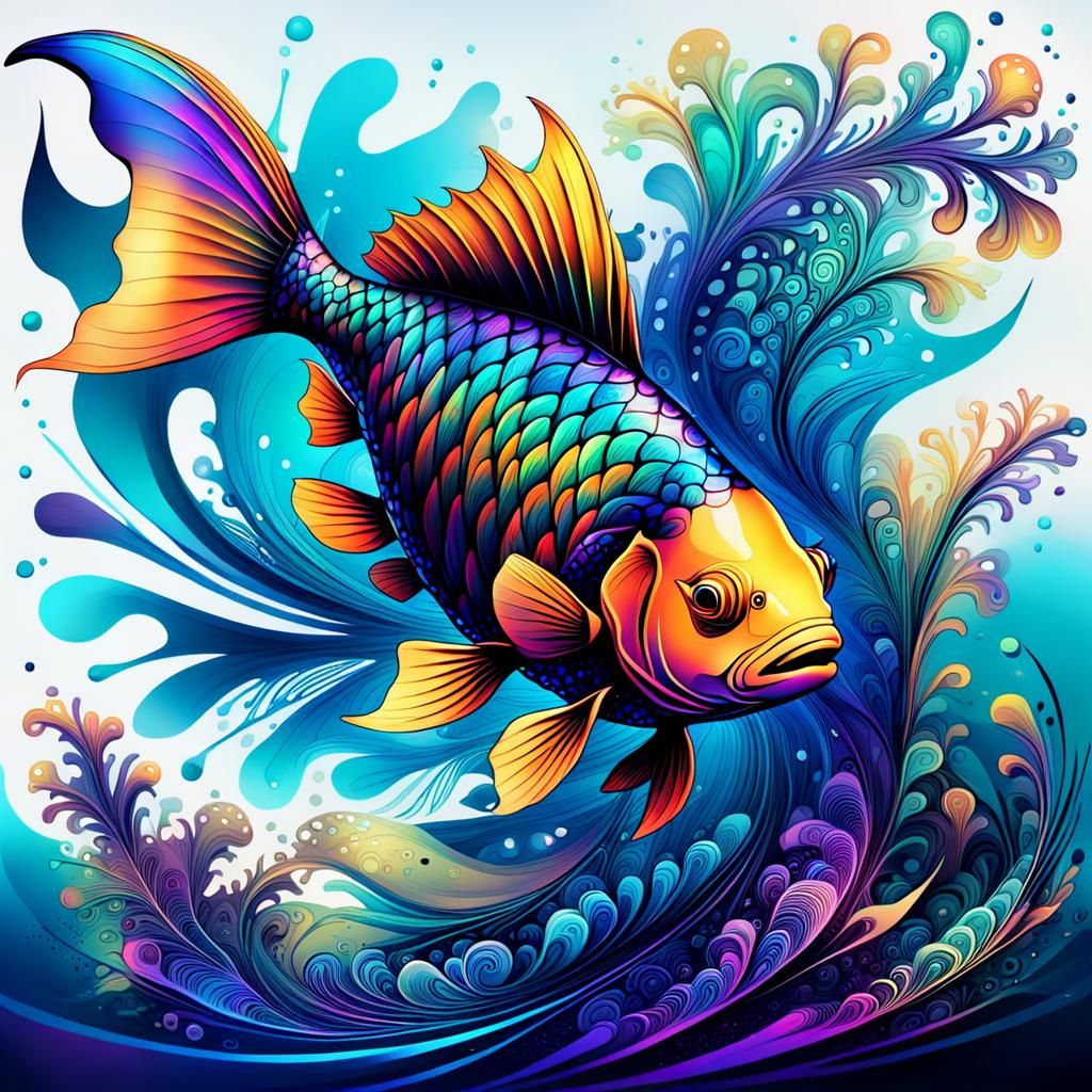 Bioluminescent Voice Fish in Abstract Fractal Art