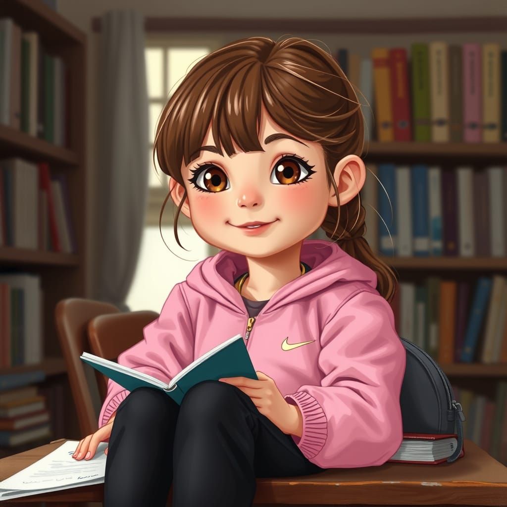 Sultry 10-Year-Old Girl in a Classroom Setting