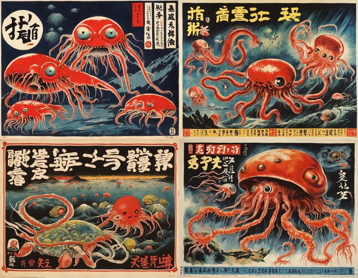 Japanese Cyberpunk Horror Hybrid Monster Movie Poster