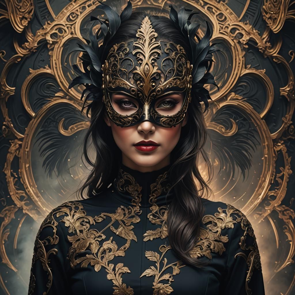 Woman in Black Mask in Vibrant Speak Easy