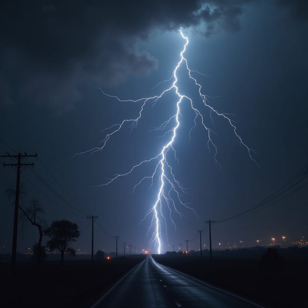 Dramatic Lightning Bolt Electrifies Dark Sky