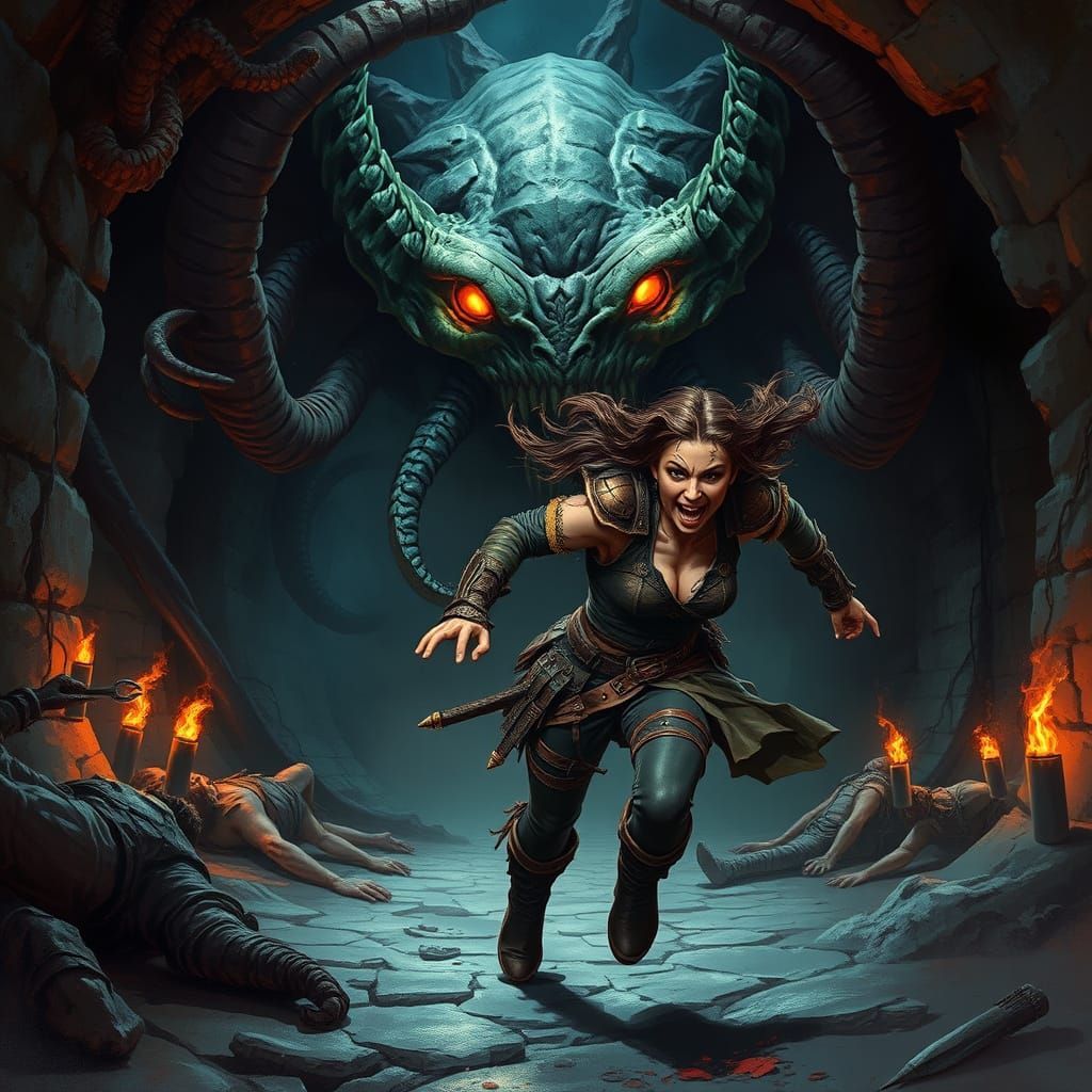 Fleeing Rogue in Perilous Dungeon Escape