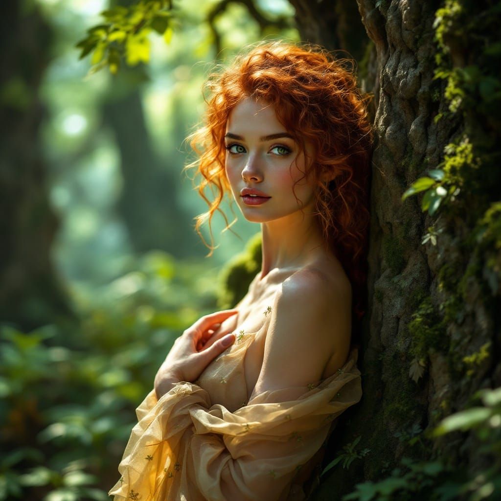 Ethereal Goddess of the Emerald Forest in Photorealistic Sty...