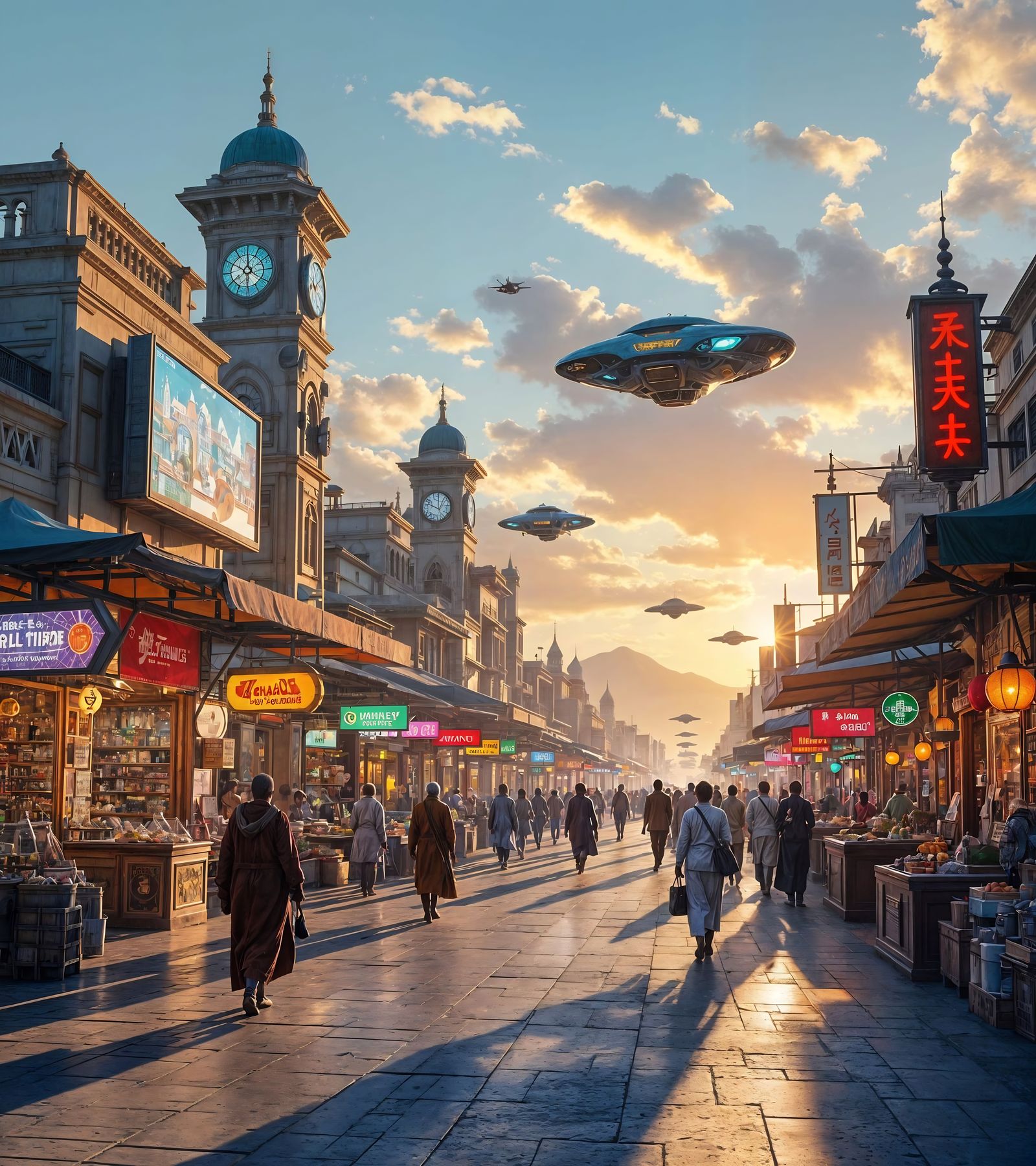 Futuristic Windhoek Marketplace in Digital Art Style