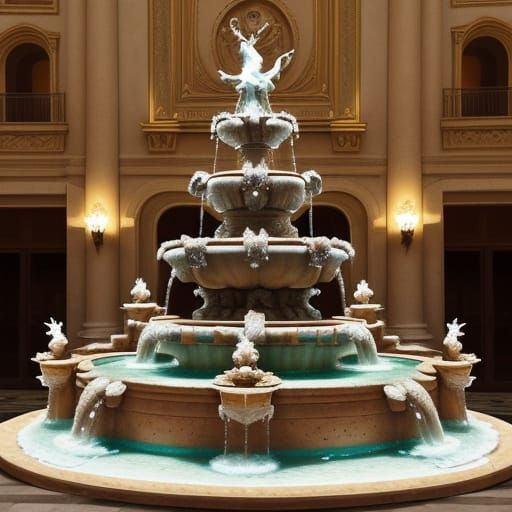 Chocolate Trevi Fountain with Crystallized Sugar Statues