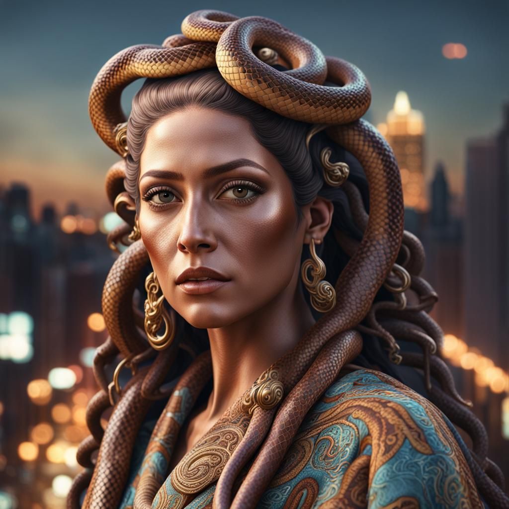 Hyperrealistic 3D Render of Medusa Selfie