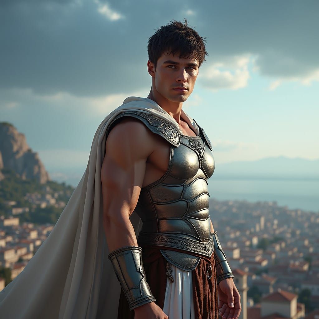 Greek Warrior in Dramatic Skies